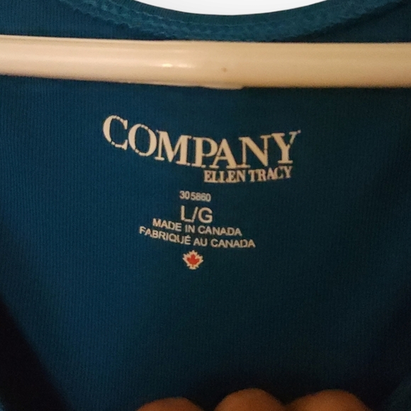 COMPANY ELLEN TRACY WOMENS LARGE BLUE SCOOP NECK SHIRT - Picture 4 of 5